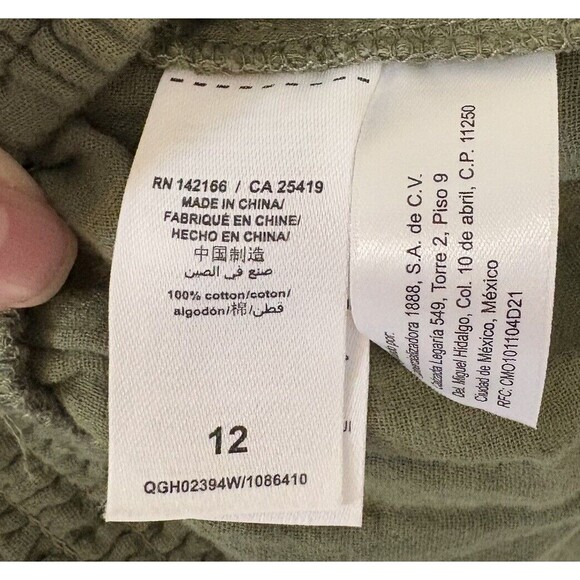 Peek Embroidered Gauze Jogger Pants Girls 12 Olive Multi Elastic Waist Pull On - Picture 10 of 11